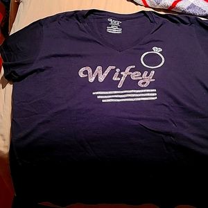 Glitter Wifey vneck Tshirt